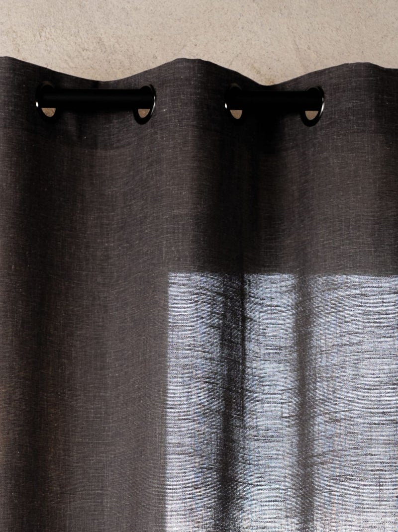 Rideau poly-lin à œillets gris anthracite - Kiabi