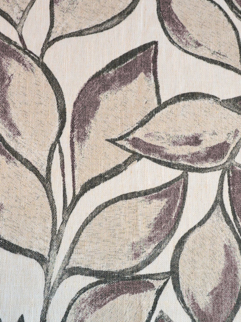 Rideau poly-lin imprimé feuilles aquarelle Violet prune - Kiabi