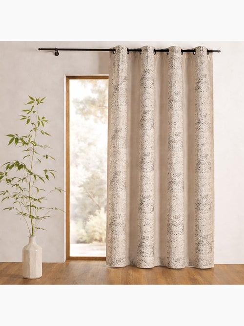 Rideau shantung brodé bandes de motifs ethniques - Kiabi