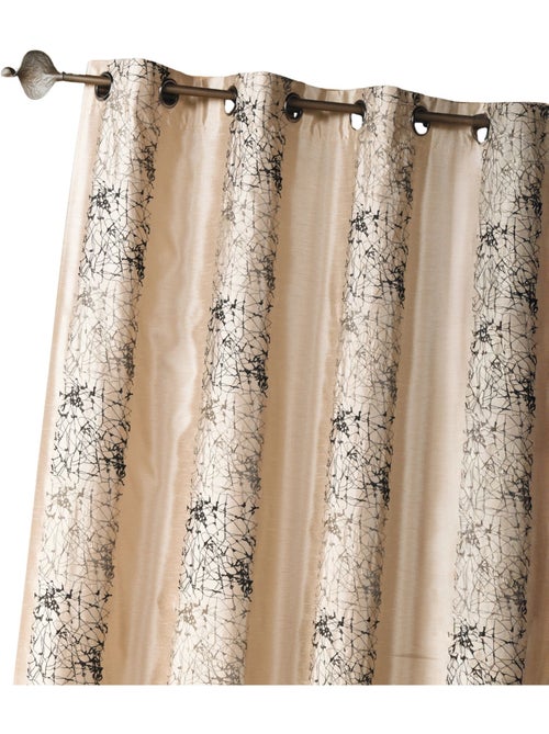 Rideau shantung brodé bandes de motifs ethniques - Kiabi