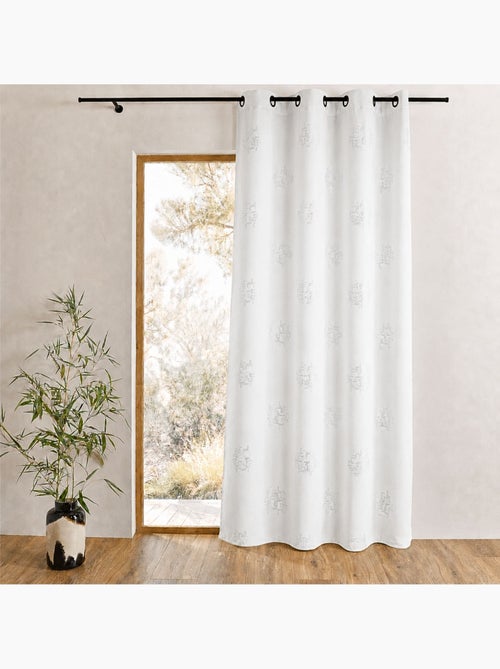 Rideau shantung imprimés motifs argent - Kiabi