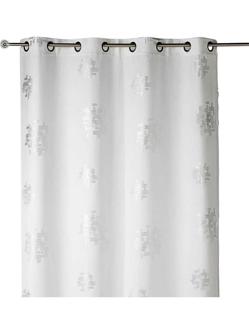 Rideau shantung imprimés motifs argent Blanc - Kiabi