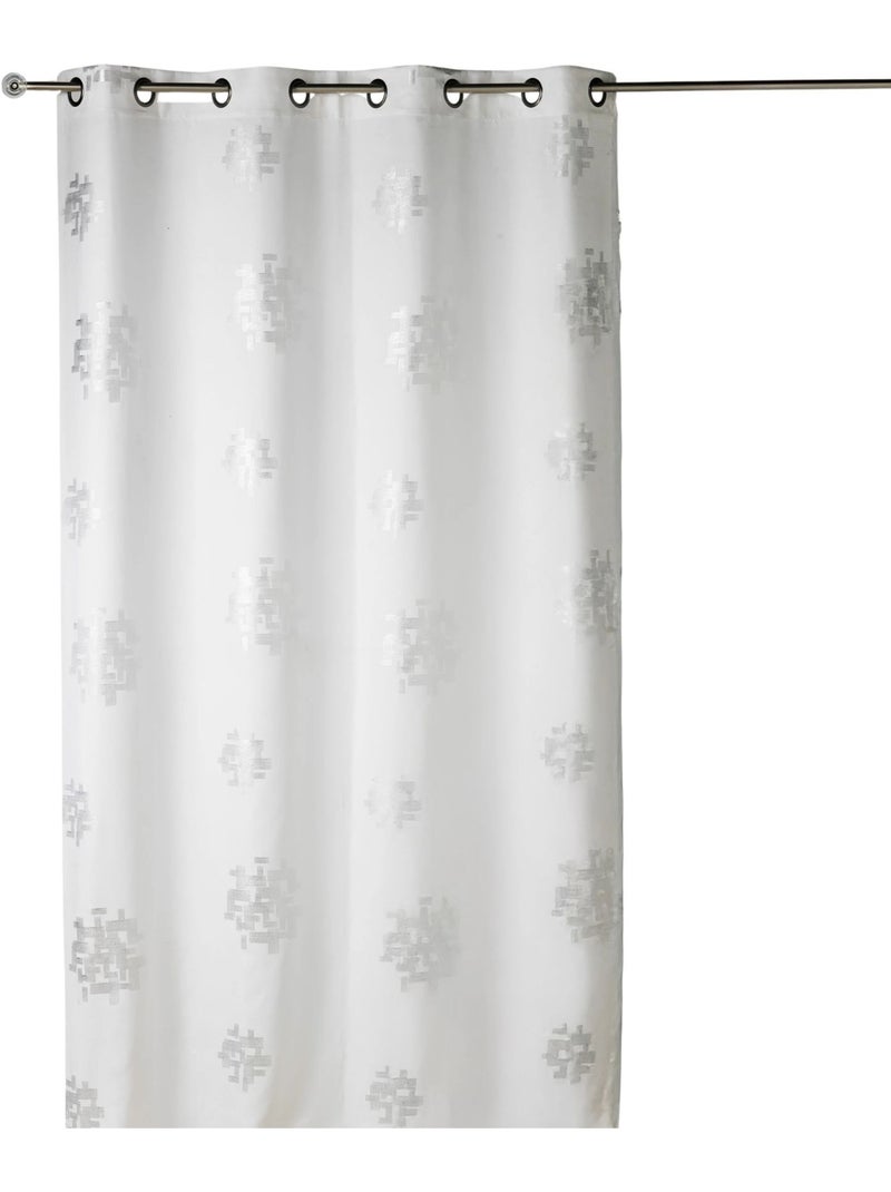 Rideau shantung imprimés motifs argent Blanc - Kiabi