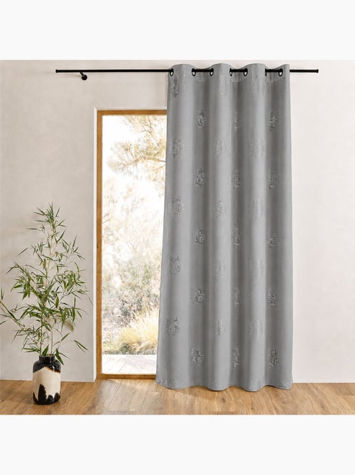 Rideau shantung imprimés motifs argent - Kiabi
