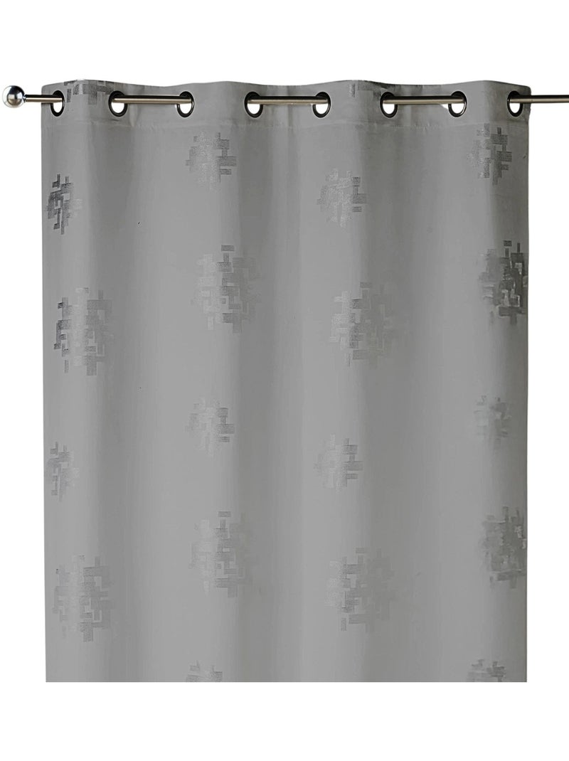 Rideau shantung imprimés motifs argent Gris clair - Kiabi
