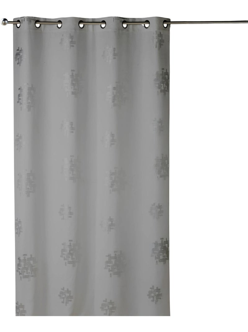 Rideau shantung imprimés motifs argent Gris clair - Kiabi