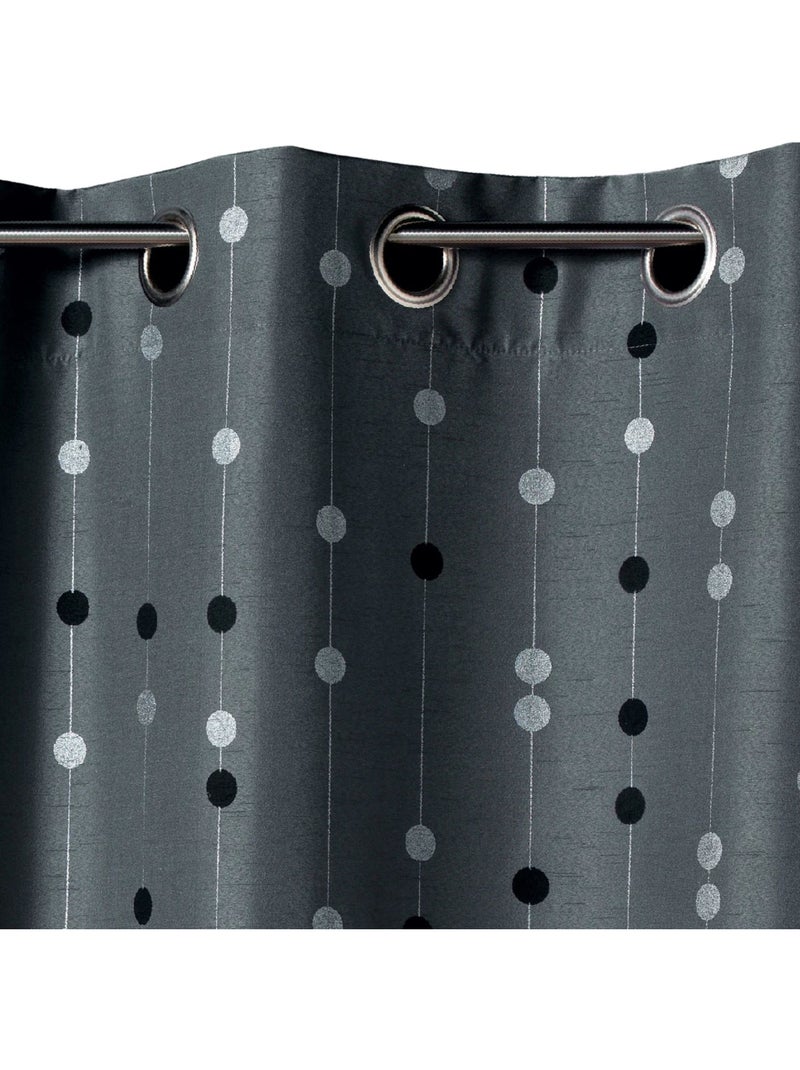 Rideau shantung motif de boules tissées Gris clair - Kiabi