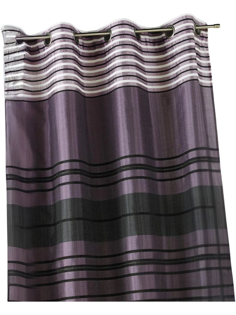 Rideau shantung rayure chenille Violet prune - Kiabi