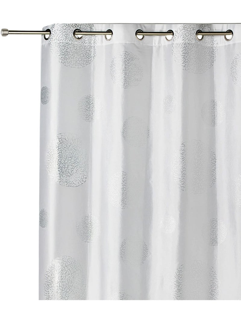 Rideau taffetas motif de ronds argentés Blanc - Kiabi