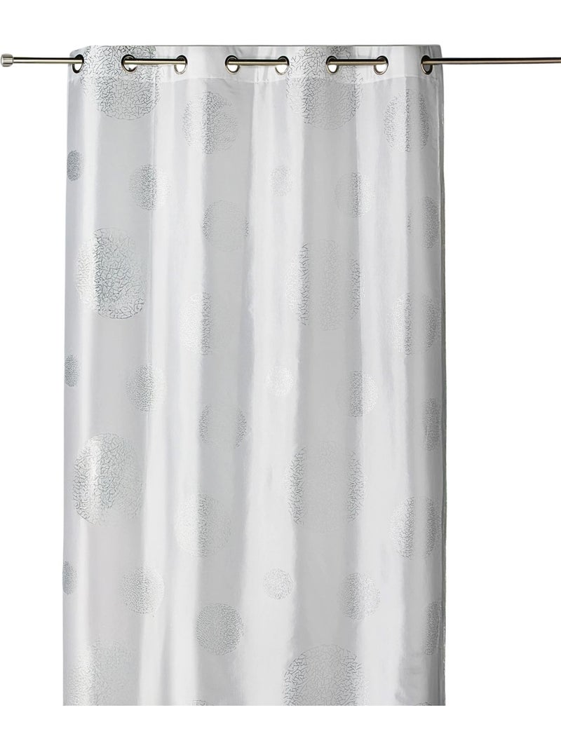 Rideau taffetas motif de ronds argentés Blanc - Kiabi