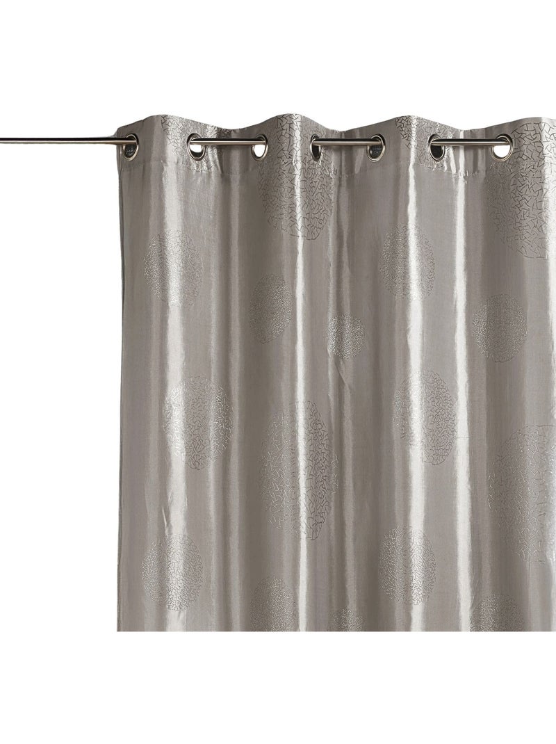 Rideau taffetas motif de ronds argentés Gris clair - Kiabi