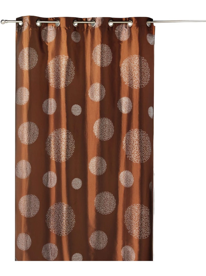 Rideau taffetas motif de ronds argentés Marron chocolat - Kiabi