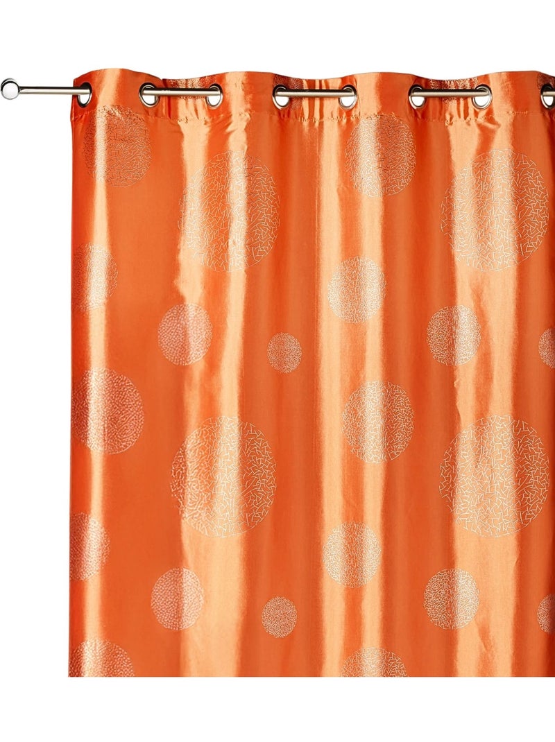 Rideau taffetas motif de ronds argentés Orange - Kiabi