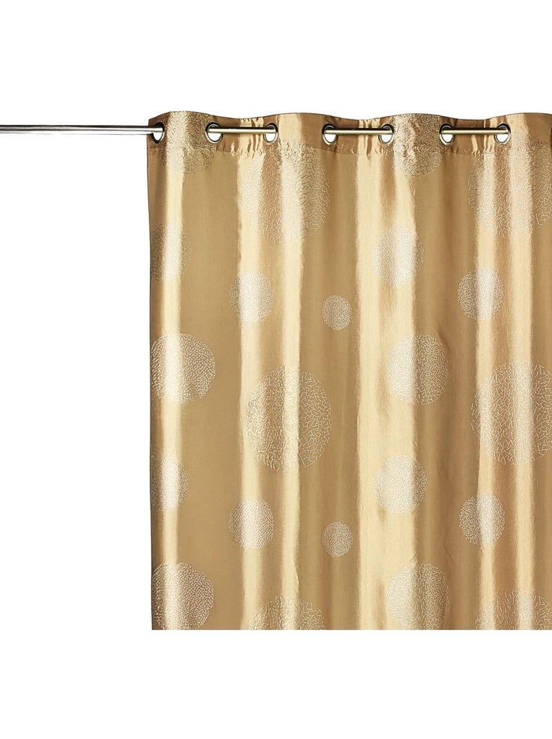 Rideau taffetas motif de ronds argentés Taupe - Kiabi