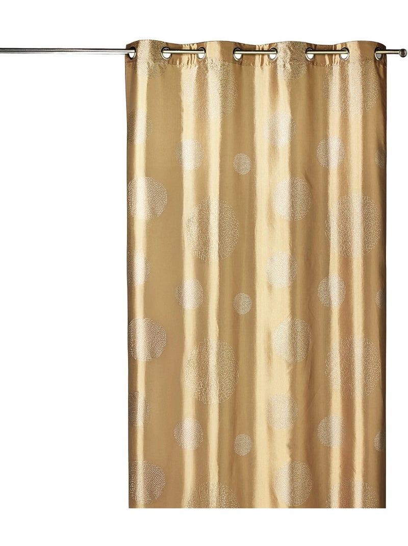 Rideau taffetas motif de ronds argentés Taupe - Kiabi