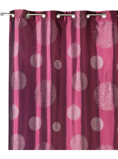 Rideau taffetas motif de ronds argentés - Kiabi