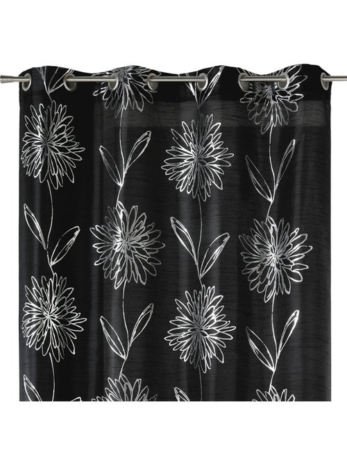 Rideau tamisant à motifs floraux métallisés - Kiabi