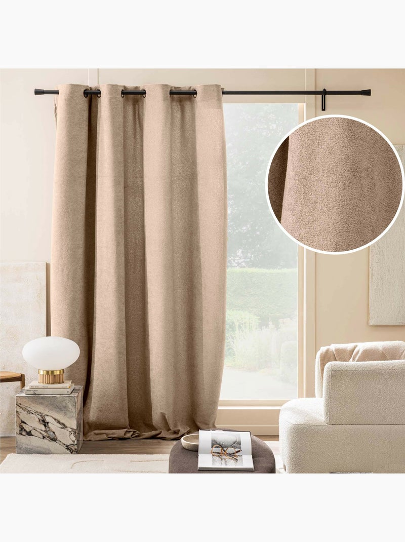Rideau tamisant à œillets – bouclette unie winony Beige - Kiabi