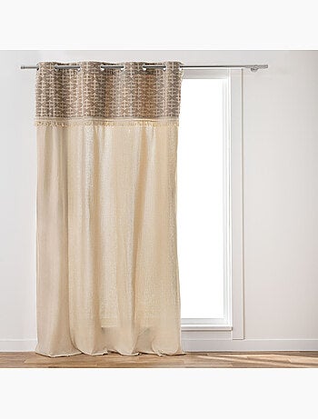 Rideau tamisant à œillets en polycoton avec jacquard et franges