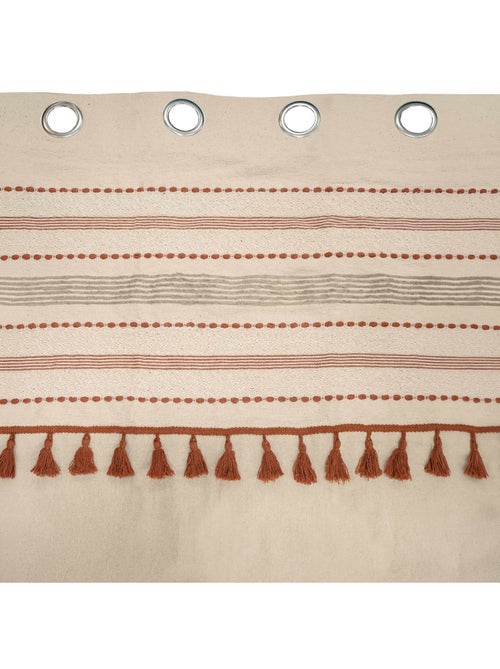 Rideau tamisant à œillets en polycoton tissé avec pompons - Kiabi Rideau tamisant à œillets en polycoton tissé avec pompons - Kiabi