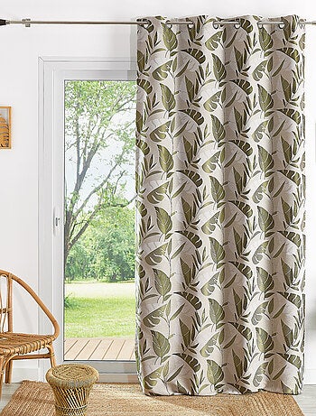 Rideau tamisant à oeillets motif feuilles