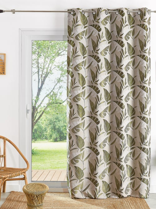 Rideau tamisant à oeillets motif feuilles - Kiabi