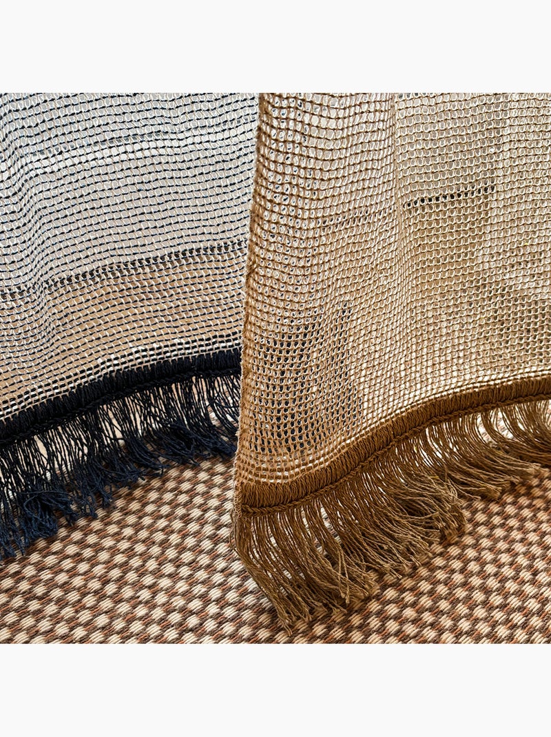 Rideau tamisant à tissage alvéolé Bleu - Kiabi