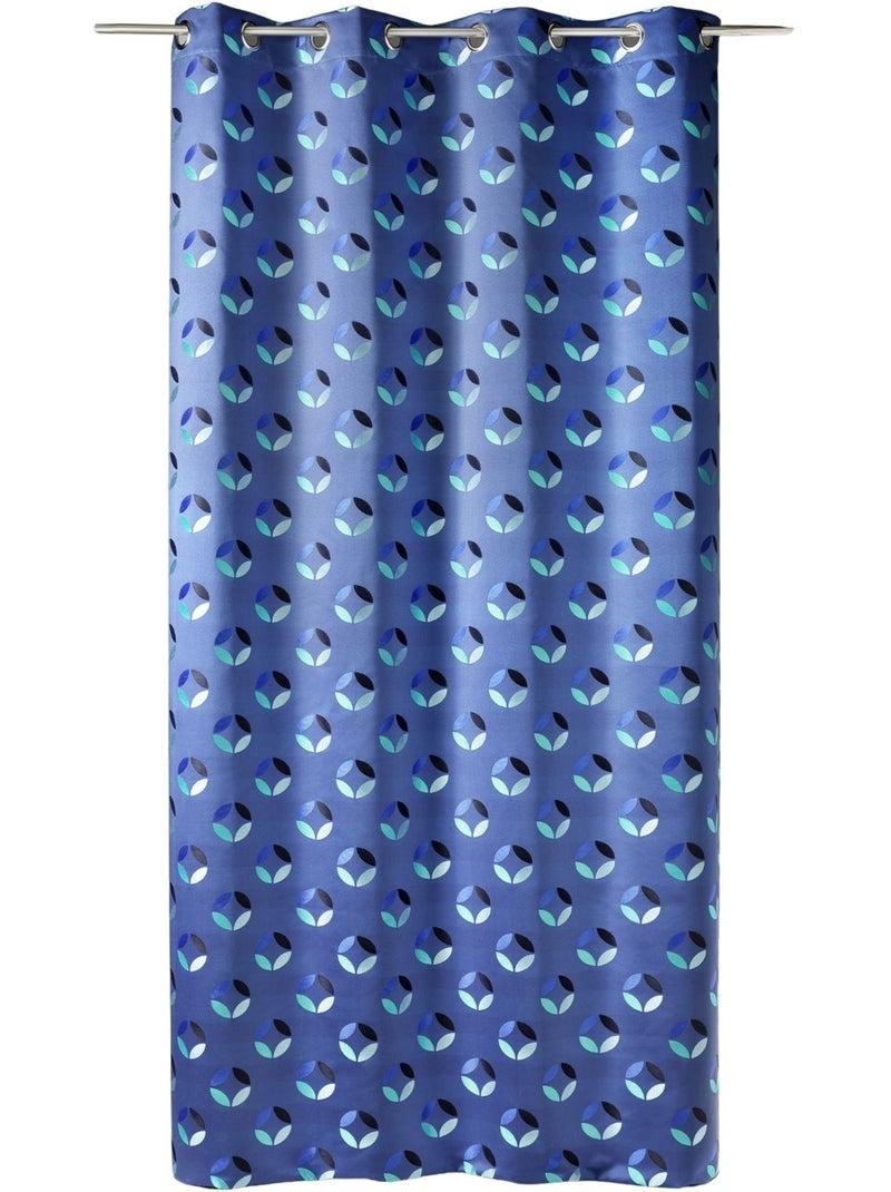 Rideau tamisant en jacquard à motifs de rosaces Bleu - Kiabi