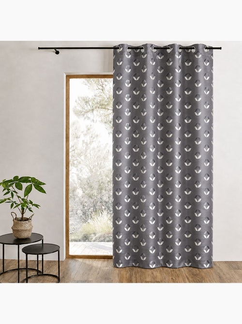 Rideau tamisant en jacquard à motifs de rosaces - Kiabi
