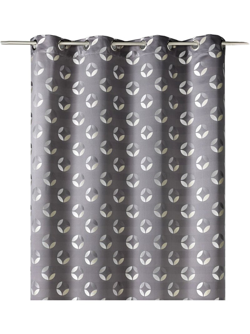 Rideau tamisant en jacquard à motifs de rosaces Gris clair - Kiabi
