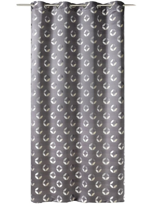Rideau tamisant en jacquard à motifs de rosaces - Kiabi