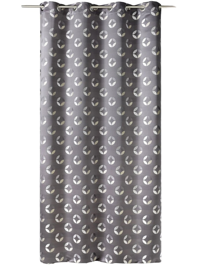 Rideau tamisant en jacquard à motifs de rosaces Gris clair - Kiabi