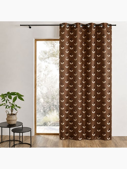 Rideau tamisant en jacquard à motifs de rosaces - Kiabi