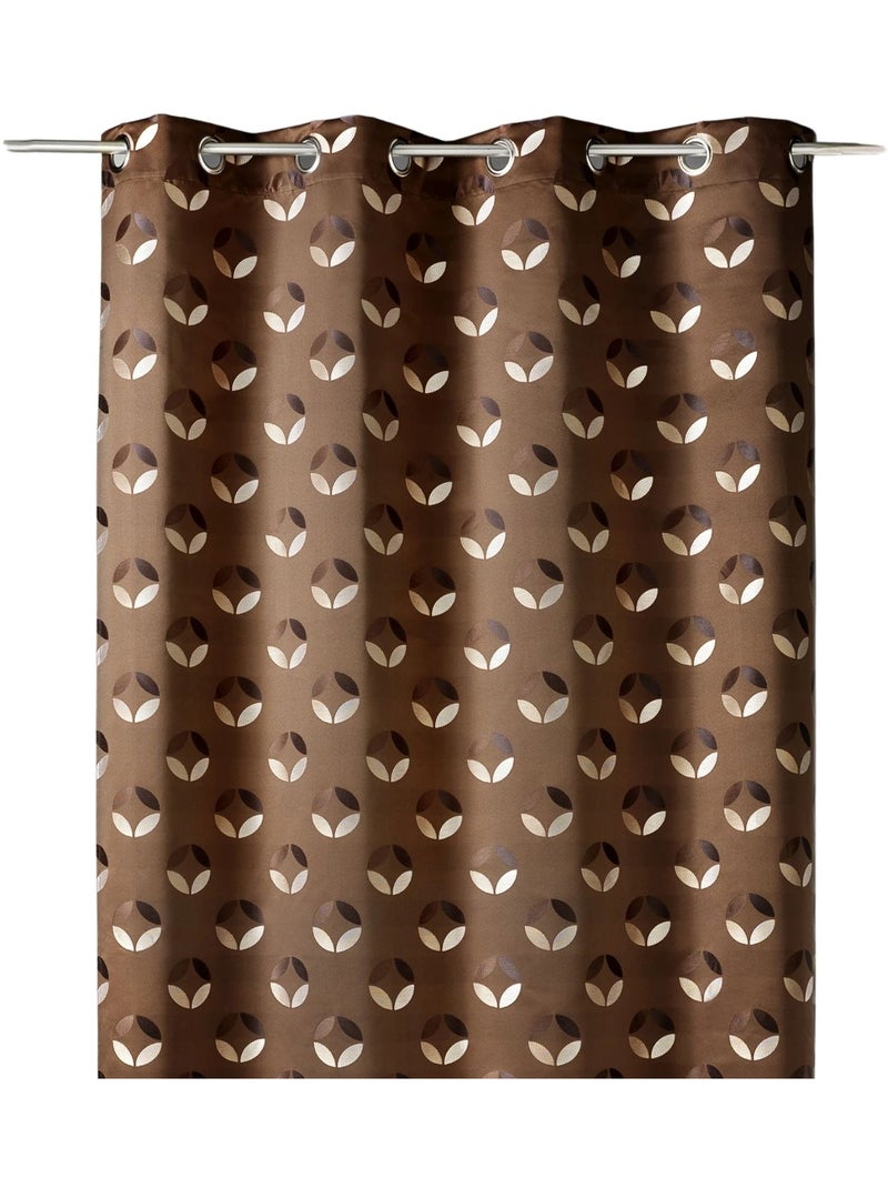 Rideau tamisant en jacquard à motifs de rosaces Marron chocolat - Kiabi
