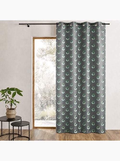 Rideau tamisant en jacquard à motifs de rosaces - Kiabi