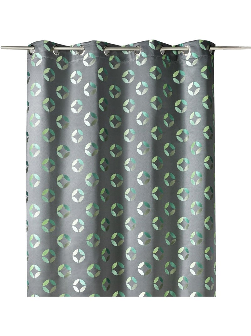 Rideau tamisant en jacquard à motifs de rosaces Vert - Kiabi