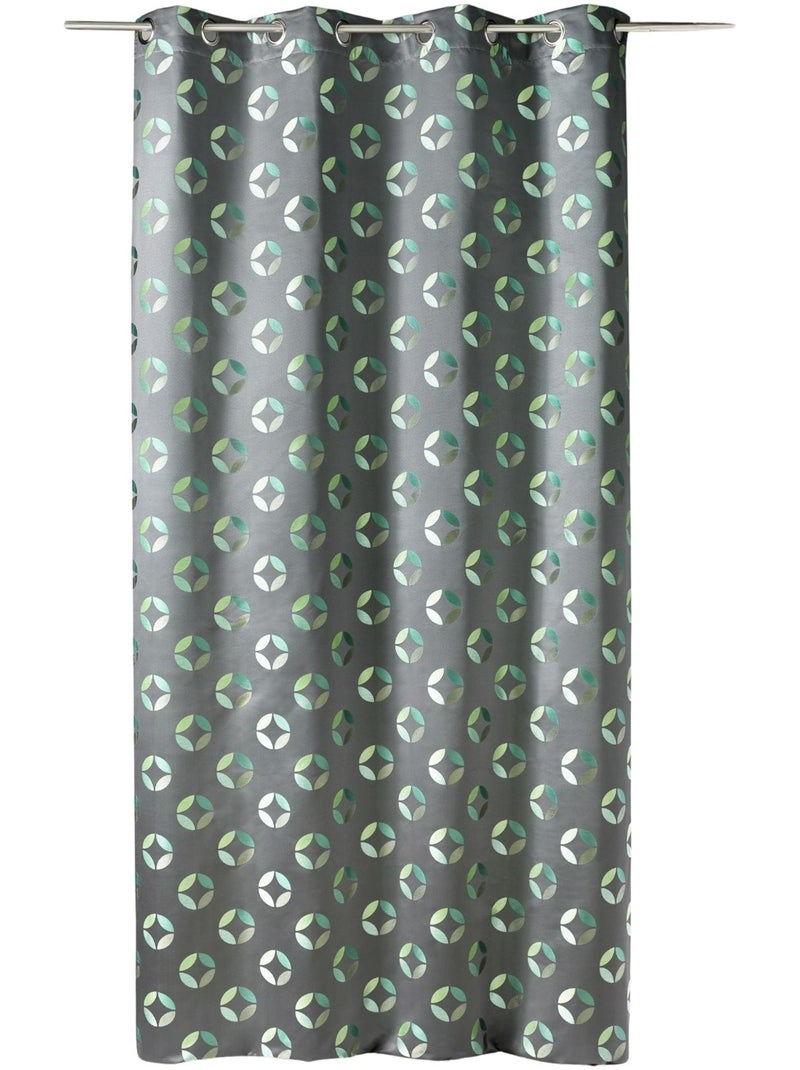 Rideau tamisant en jacquard à motifs de rosaces Vert - Kiabi