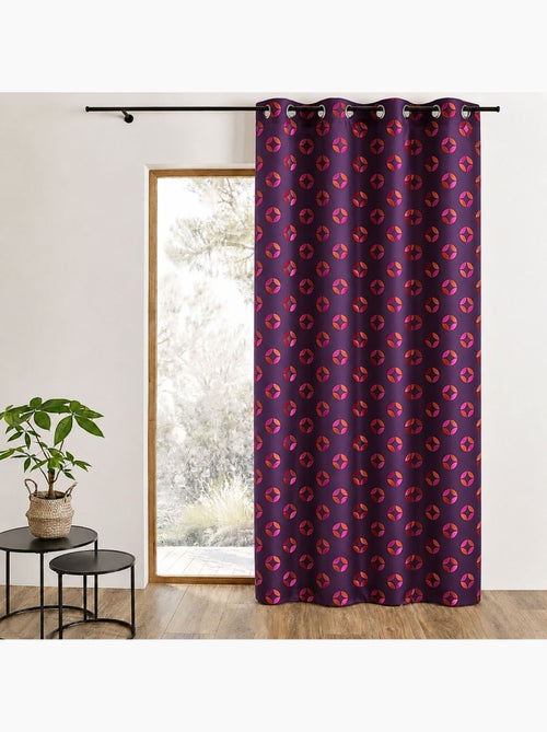 Rideau tamisant en jacquard à motifs de rosaces - Kiabi