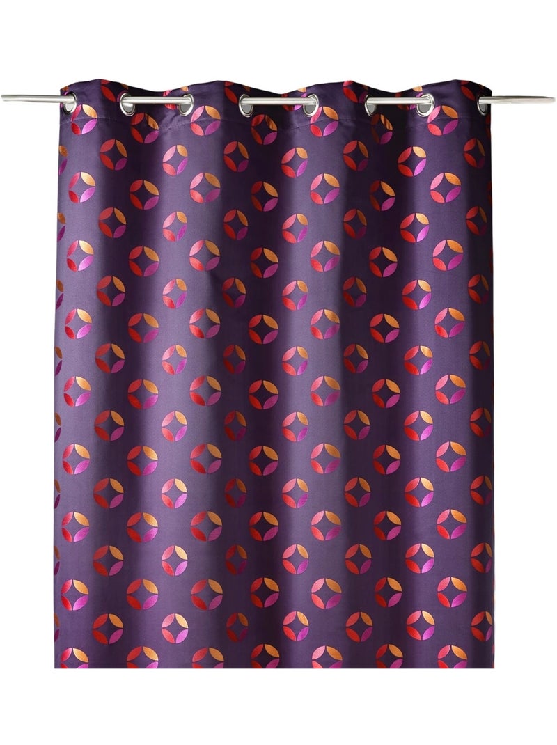 Rideau tamisant en jacquard à motifs de rosaces Violet prune - Kiabi