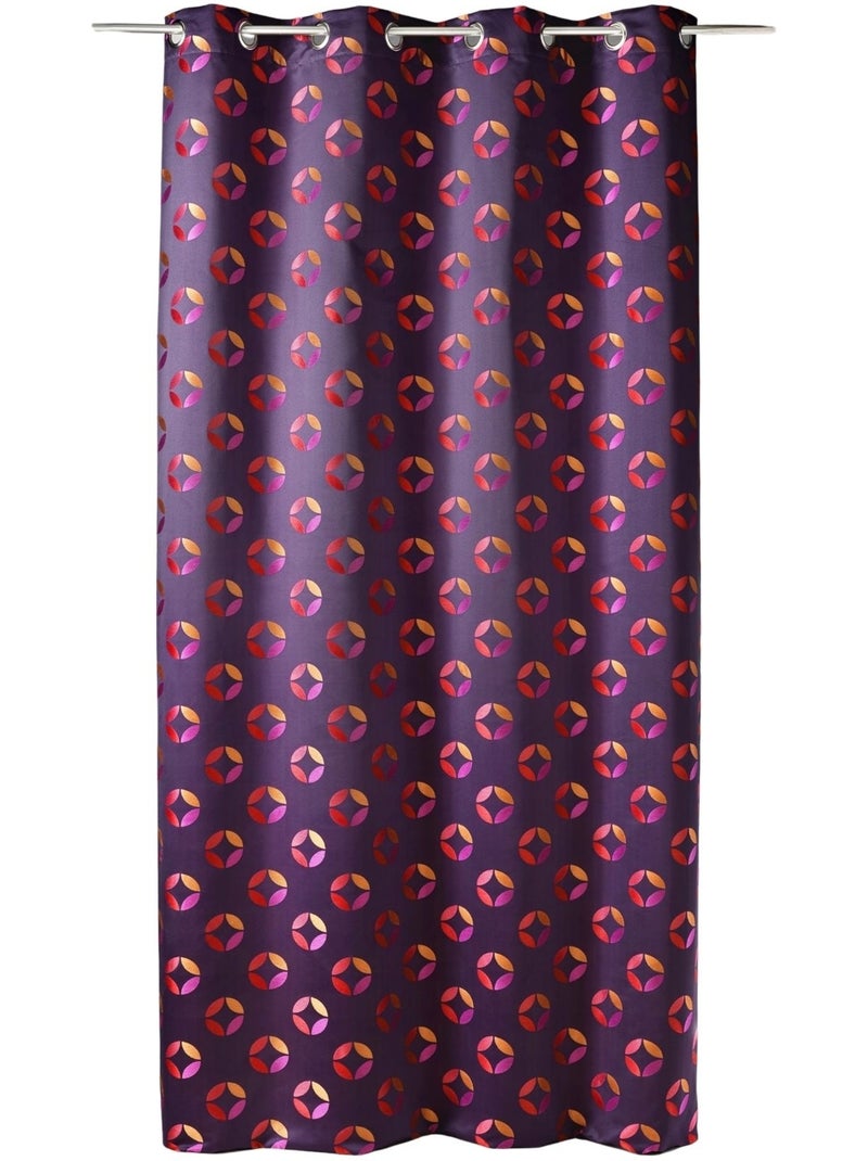 Rideau tamisant en jacquard à motifs de rosaces Violet prune - Kiabi