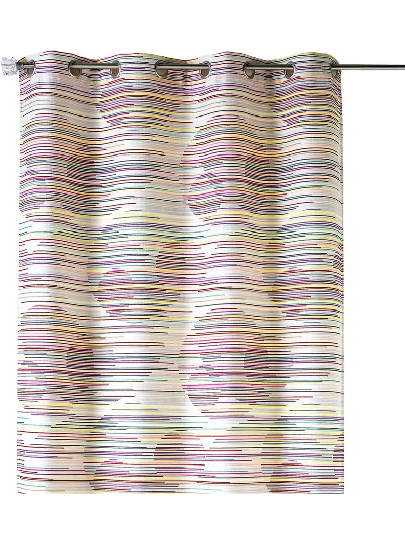 Rideau tamisant en jacquard à motifs graphiques Rose - Kiabi