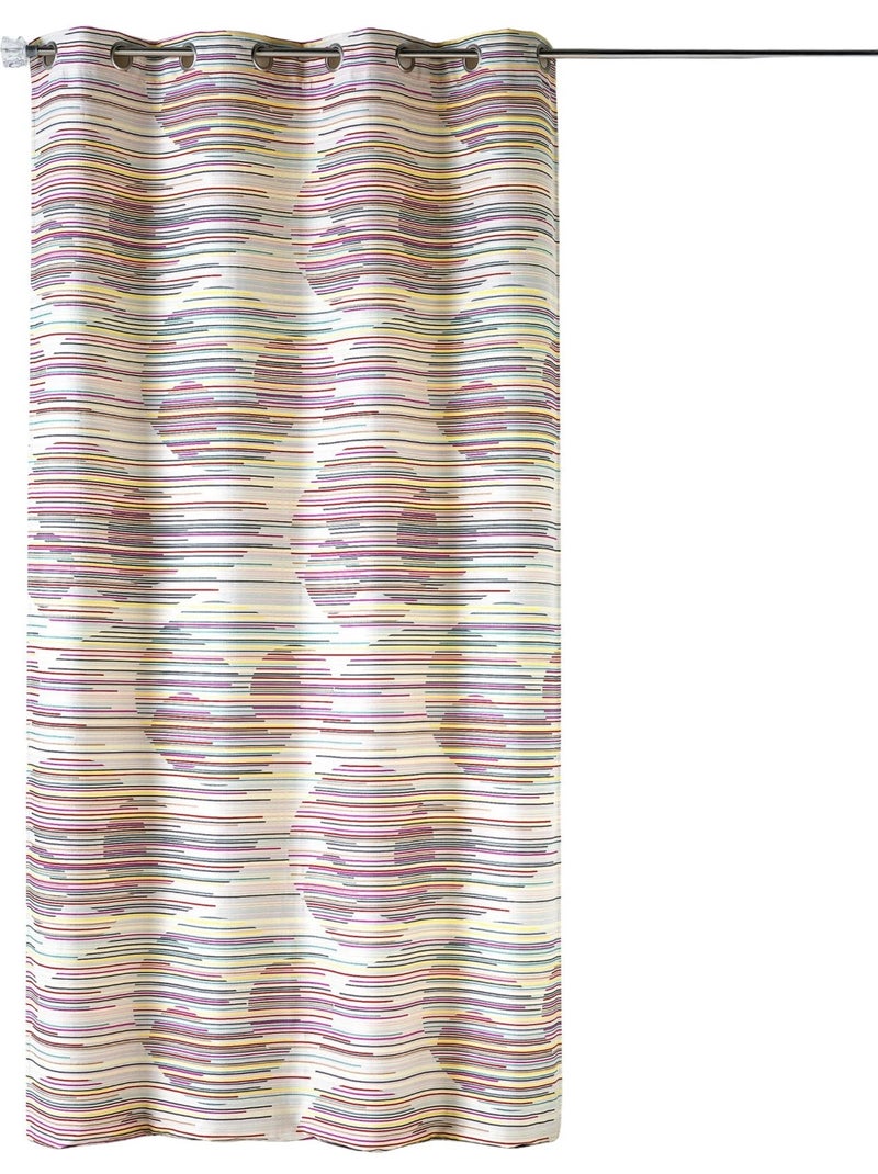 Rideau tamisant en jacquard à motifs graphiques Rose - Kiabi