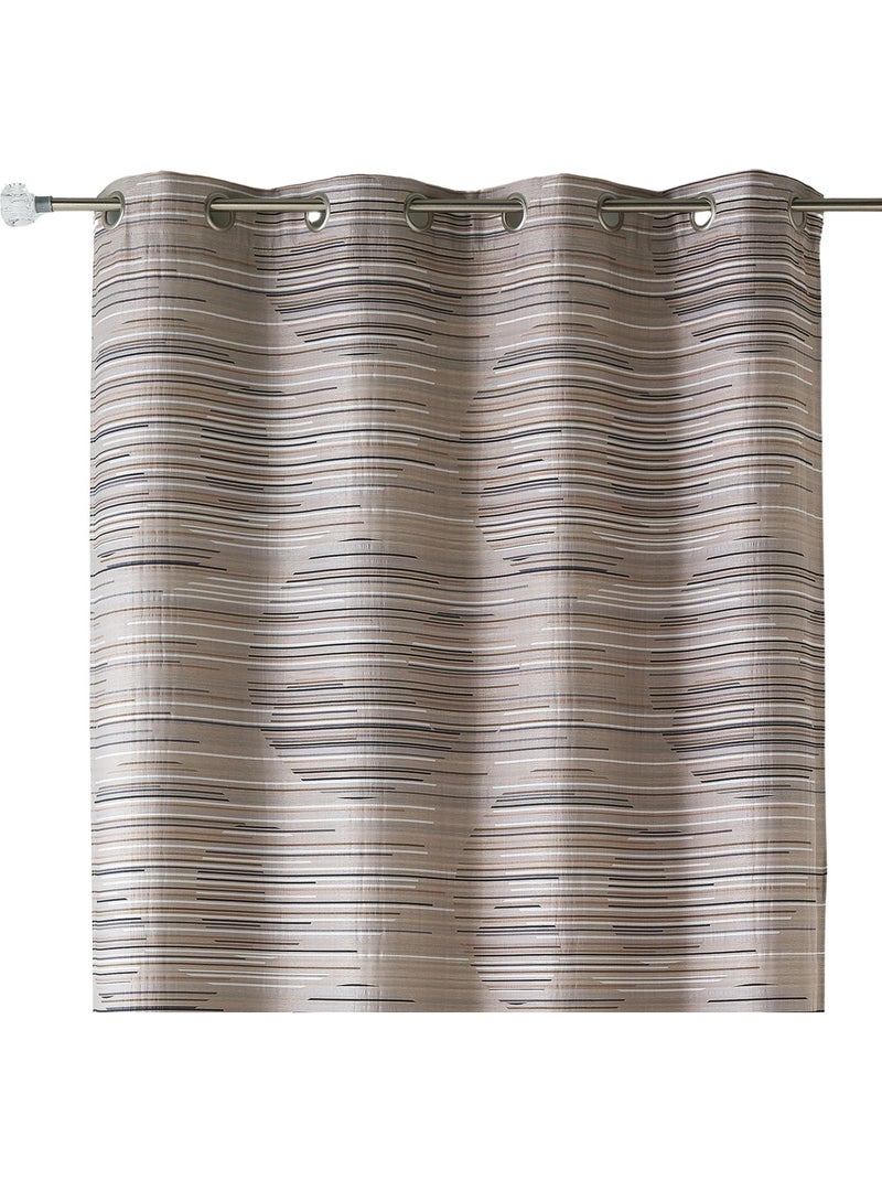 Rideau tamisant en jacquard à motifs graphiques Taupe - Kiabi