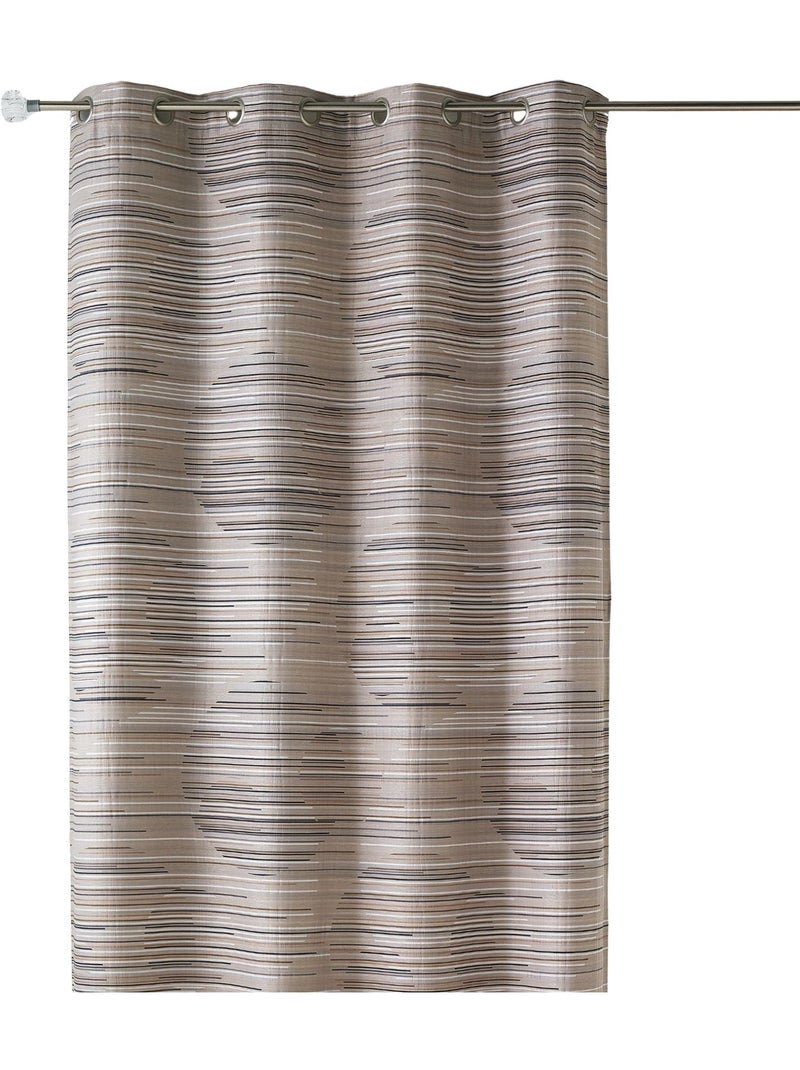 Rideau tamisant en jacquard à motifs graphiques Taupe - Kiabi