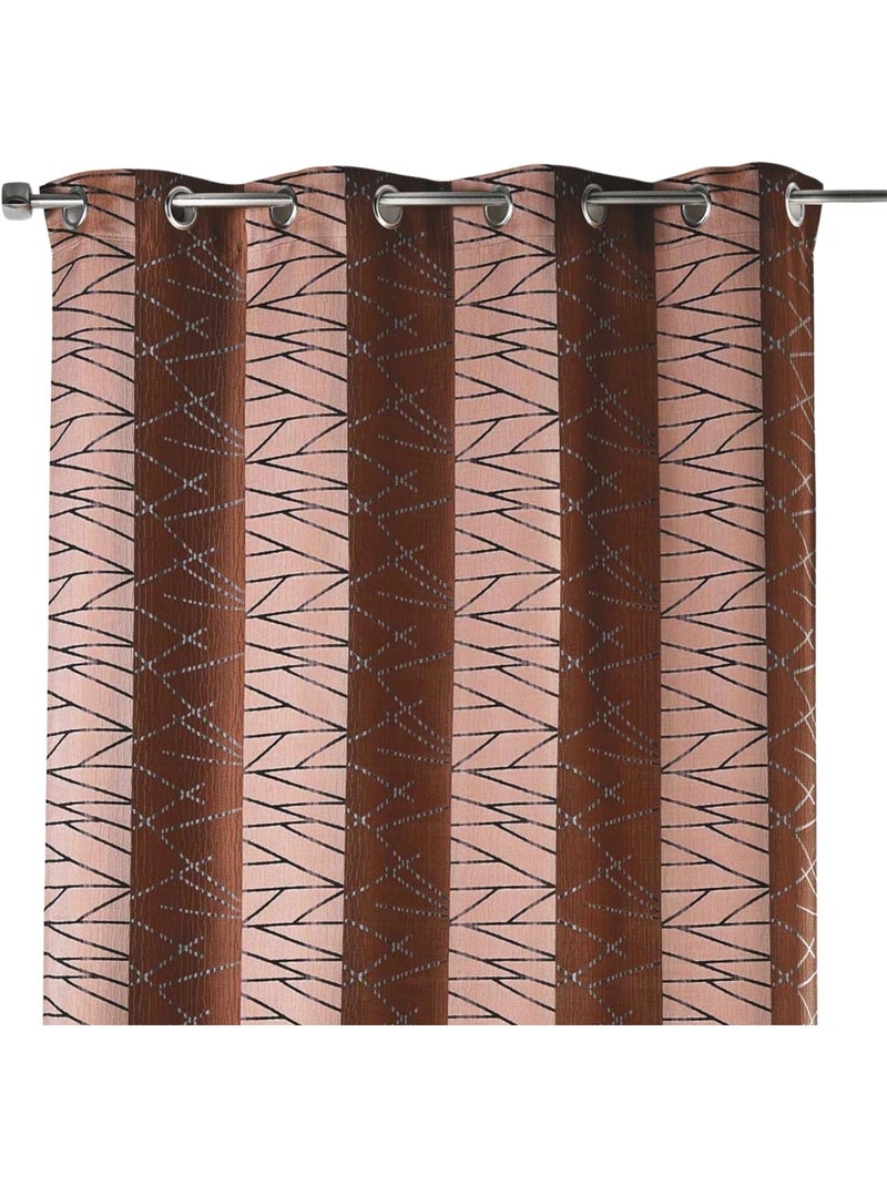 Rideau tamisant en jacquard à rayures verticales design Marron chocolat - Kiabi