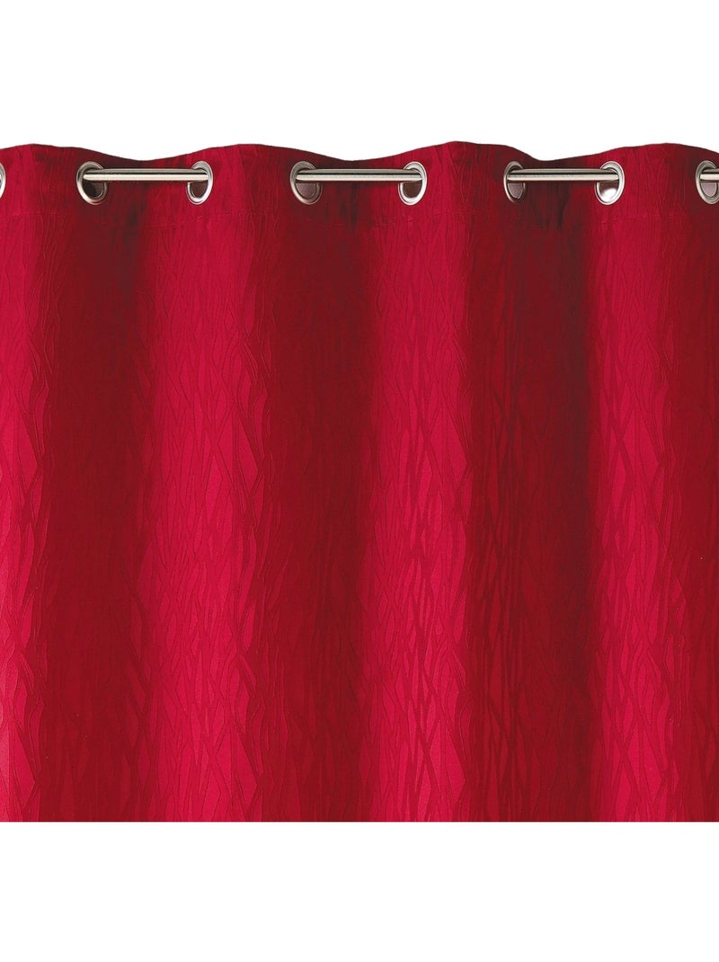Rideau tamisant en jacquard imprimé Bordeaux - Kiabi