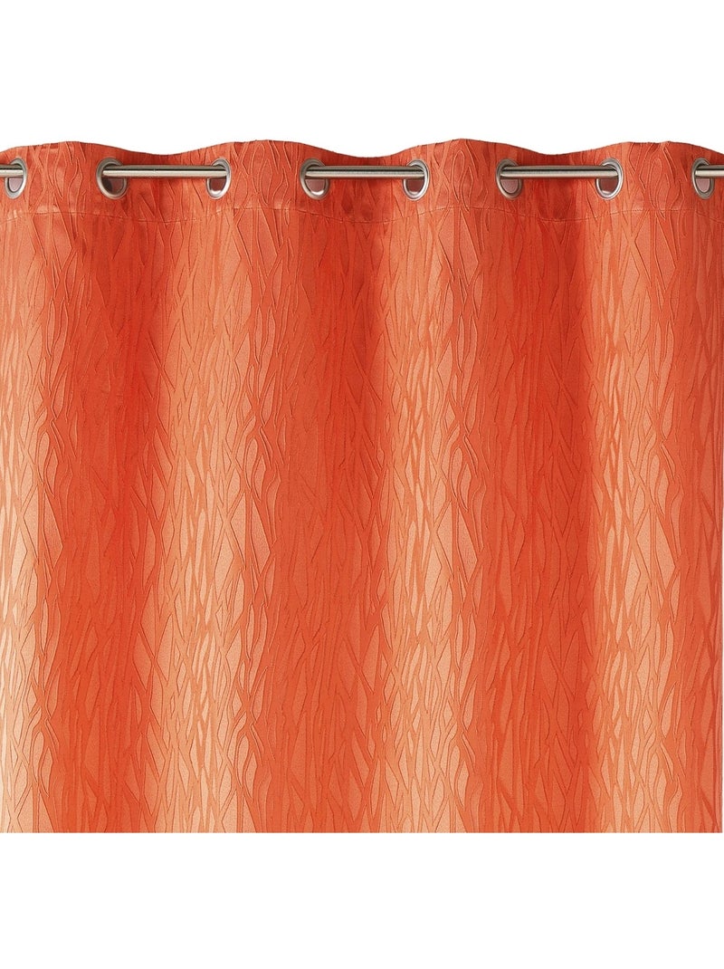 Rideau tamisant en jacquard imprimé Orange - Kiabi