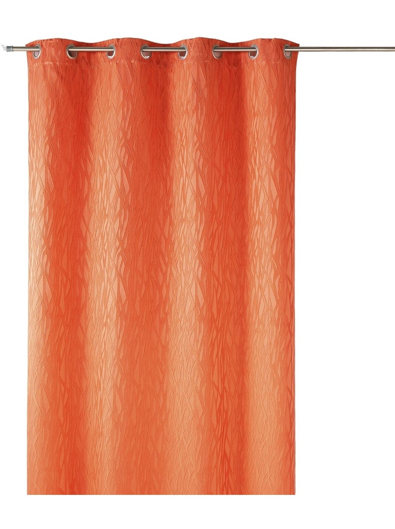 Rideau tamisant en jacquard imprimé Orange - Kiabi