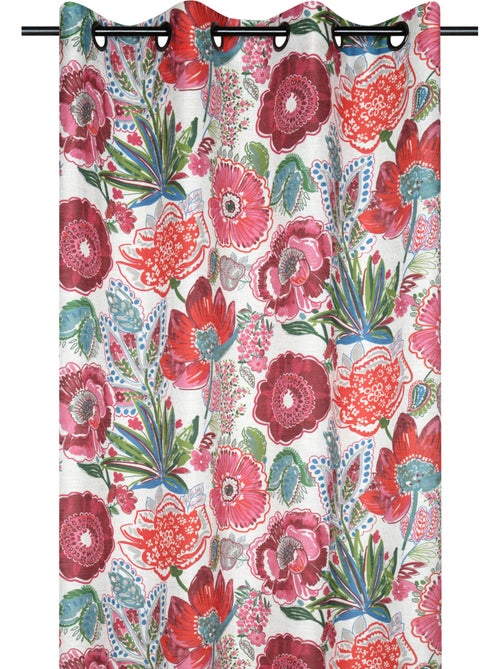 Rideau tamisant en polylin à motif floral - Kiabi
