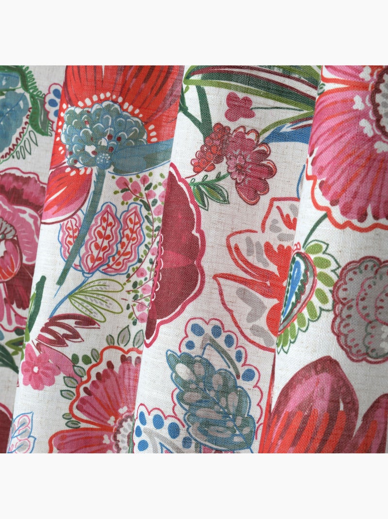 Rideau tamisant en polylin à motif floral Rose - Kiabi